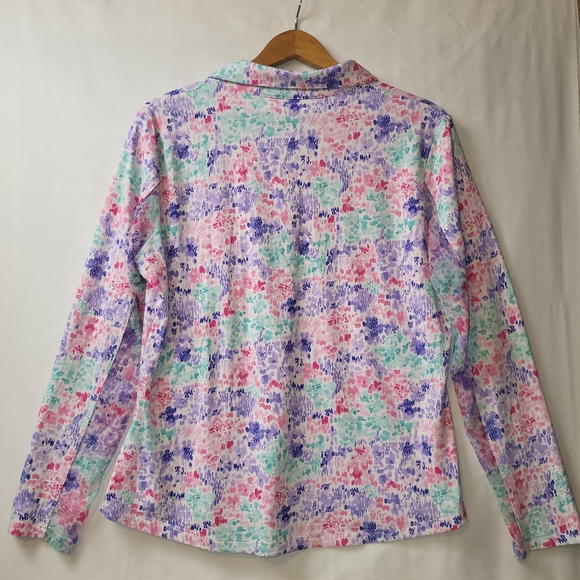 IBKUL Quarter Zip Long Sleeve Top Women‎ Size XL Floral Mesh Breathable - Picture 3 of 5